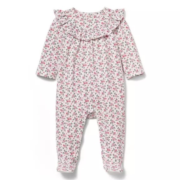 Janie and Jack Floral Footed One-Piece 3-6M - Picture 1 of 9